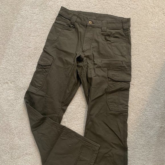 Mens Flex Canvas Cargo Work Pants Green 